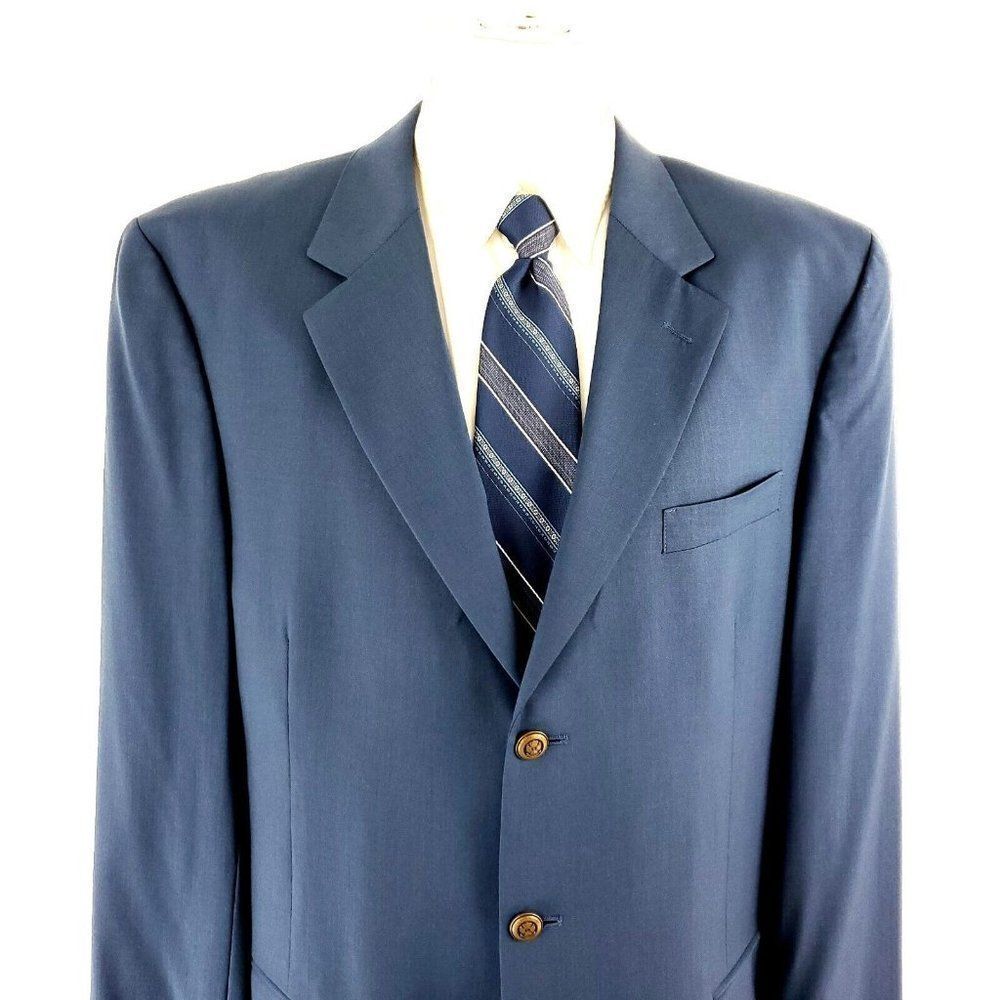 Jos A Bank Wool 3 Gold Button Blazer 42L or Slim Fit 44L Blue